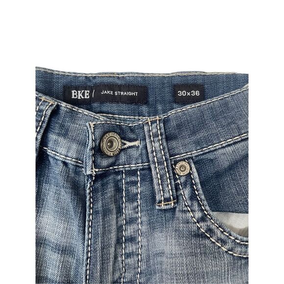 BKE Est 1967 Mens Blue Cotton Blend Stretch Jake Straight Leg Jeans Size 30x36 - Picture 6 of 9